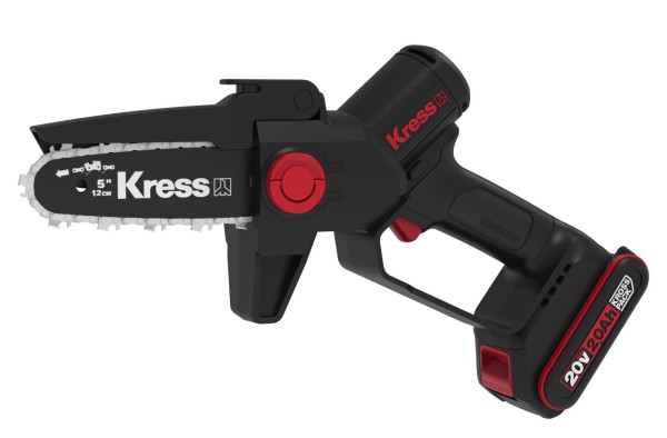 Kress bürstenlose 12 cm 20V Einhand-Akku-Kettensäge Set inkl. Akku 2Ah + Ladegerät
