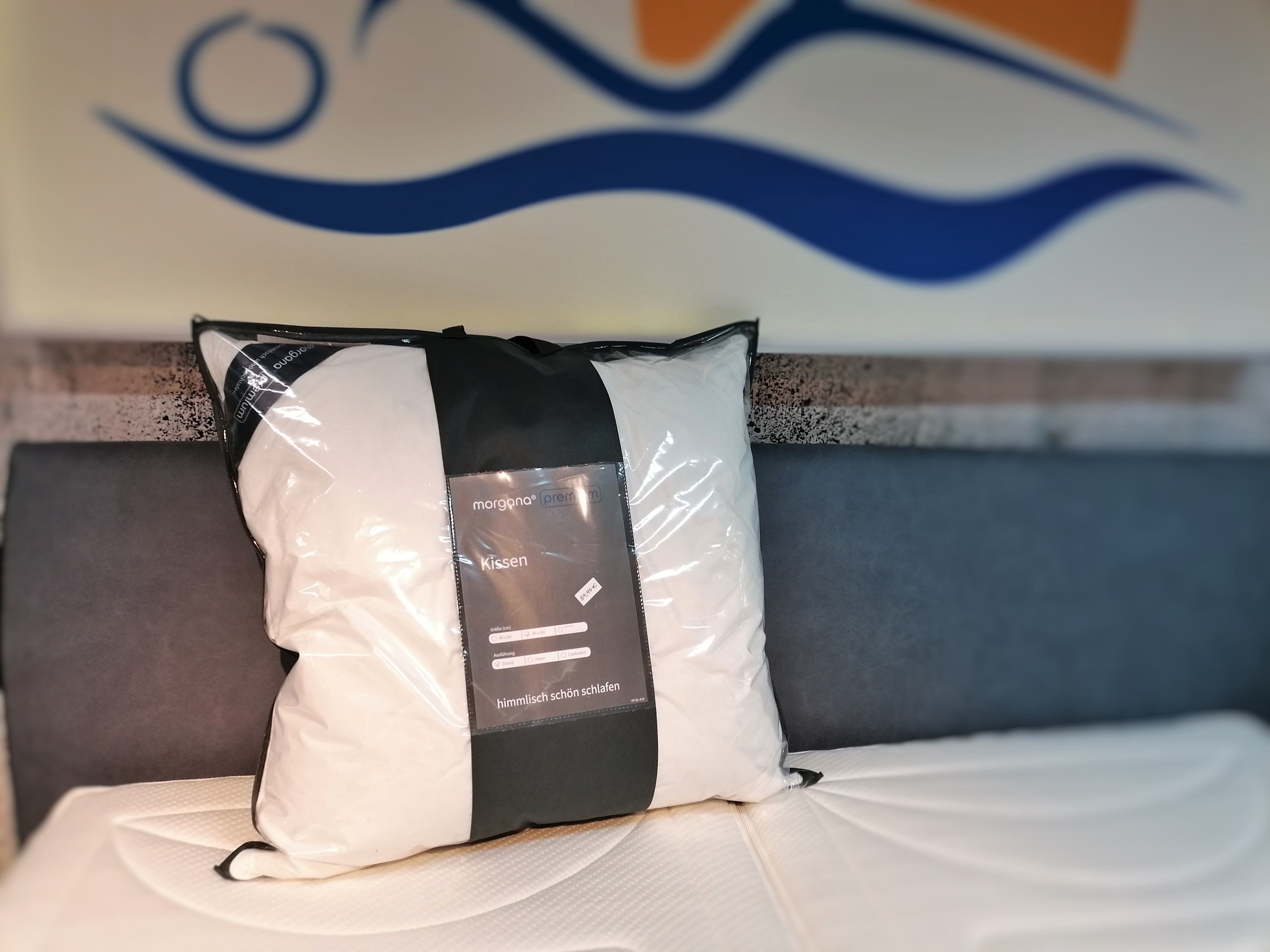 Kopfkissen, 80x80 cm, 3-Kammer, 90% Daunen / 10% Daunen